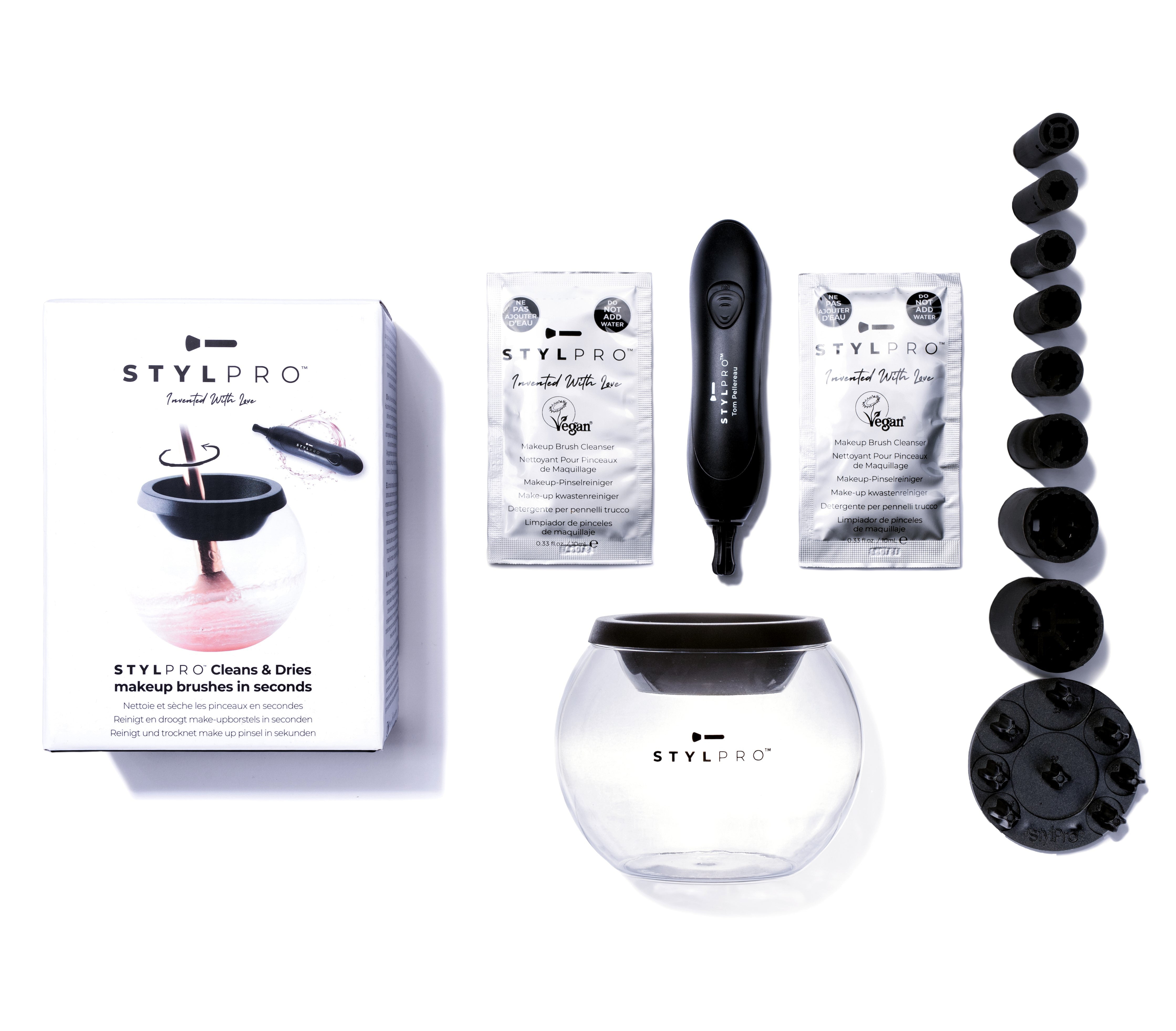 STYLPRO Original Gift Set Kit: Electric Makeup Brush Cleaner and Dryer  Machine with 8 Brush Collars, Brush Cleanser - Fast, Automatic Spinning  Brush