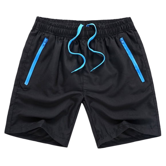 Rumantou Big and Tall Mens Swim Trunks Men's Swimming Trunks Beach Shorts Swim Shorts Surf Swim Shorts Swimsuit with Mesh Gusset Lined for L,Black