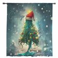 thumbnail image 2 of Coastal Christmas Semi Sheer Curtains Drapes for Living Room, Bedroom, French Doors Window 108 Inches Long, Xmas Pine Tree Ocean Beach Green Rod Pocket Chiffon Curtain Drapery Voile Draperies Panel, 2 of 6