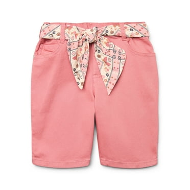 Wonder Nation Little Girls Bermuda Shorts with Scarf Belt, Sizes 4-10
