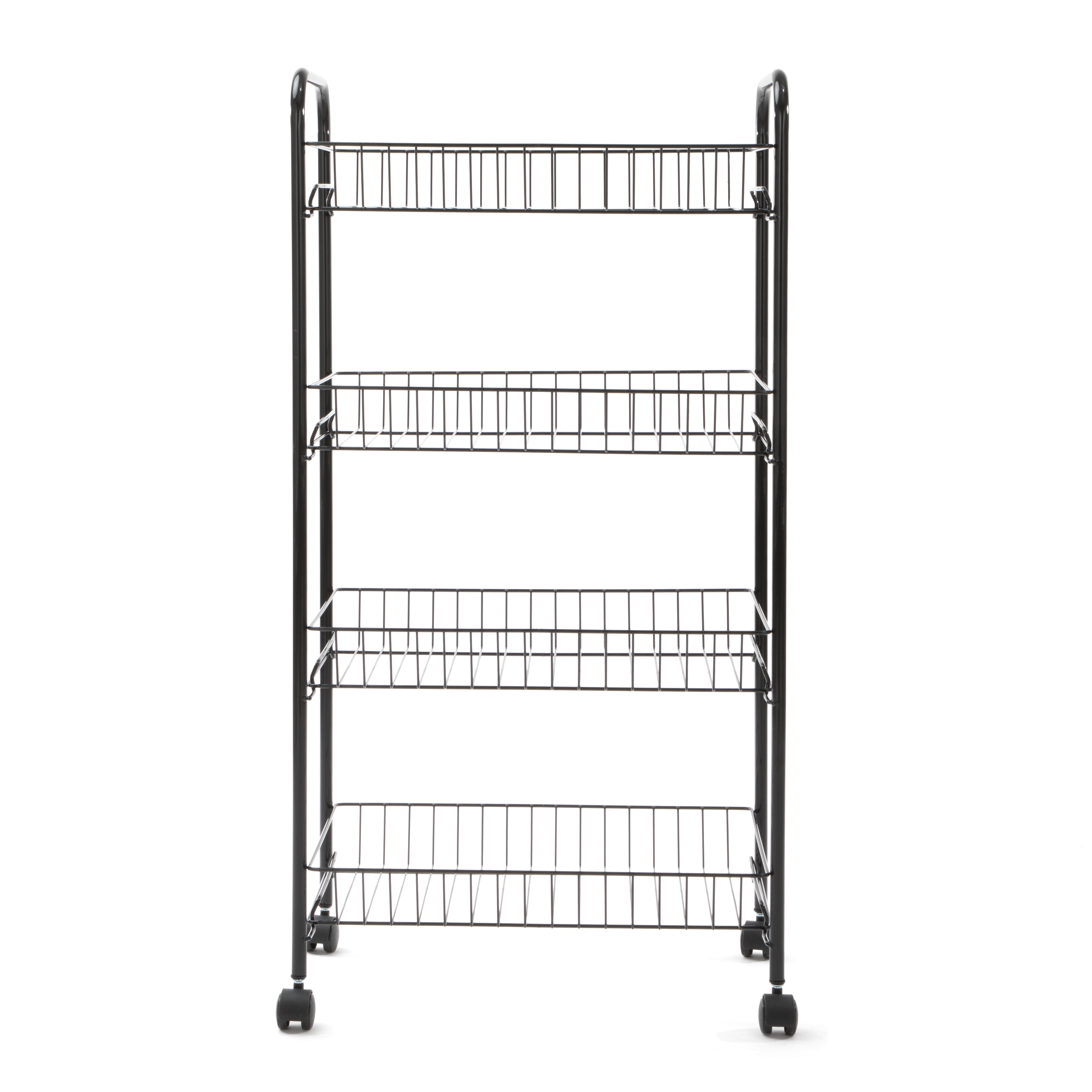 Mainstays 4 Tier Steel Wire Rolling Cart - Black