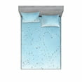 thumbnail image 2 of Ambesonne Blue Fitted Sheet & Pillow Sham Set, Heart from Droplets Rain, Twin, Blue, 2 of 3