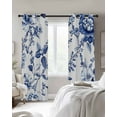 thumbnail image 3 of White Blue Spring Floral Blackout Curtains 54 Inches Long for Bedroom, Summer Botanical Hummingbird Thermal Insulated Room Darkening Black Out Window Curtain Panels Grommet Drapes for Living Room, 3 of 8