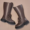 thumbnail image 7 of CONZONE Girl's Riding Boots Mid Calf Combat Boots for Girl Lace Up Side Zipper Soft Sole Leather Punk Goth Boot, 7 of 7