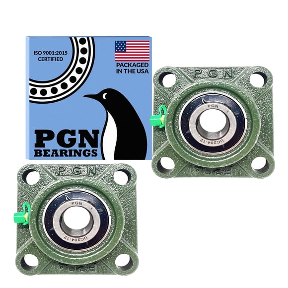 PGN UCF204-12 Roulement de Bloc d'Oreiller - Lot de 2 Blocs d'Oreiller Carrés Montés sur Bride Bearings - Acier Chromé Bearings avec Alésage de 3/4 Pouces - Alignement Automatique