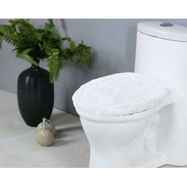 Home Weavers Hampton Crochet Collection 100% Cotton Tufted Bath Rug, Extra Soft and Absorbent Bath Rugs, Machine Washable bath rugs for Bathroom, 18"x18" Toilet Lid Cover, White