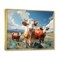 thumbnail image 2 of Designart "Grazers Geometric Cattle Pastoral art painting II" Animals Floater Framed Canvas Wall Art, 2 of 7