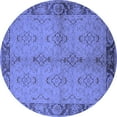 thumbnail image 1 of Ahgly Company Machine Washable Indoor Round Oriental Blue Traditional Area Rugs, 7' Round, 1 of 4