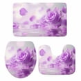 thumbnail image 2 of Purple Rose Bathroom Rugs Set Floral Reflection Non Slip Absorbent Soft Bath Mats 3 Piece Set with Bathroom Rug, U-Shaped Floor Mat, Toilet Seat Cover Small Size, 2 of 9