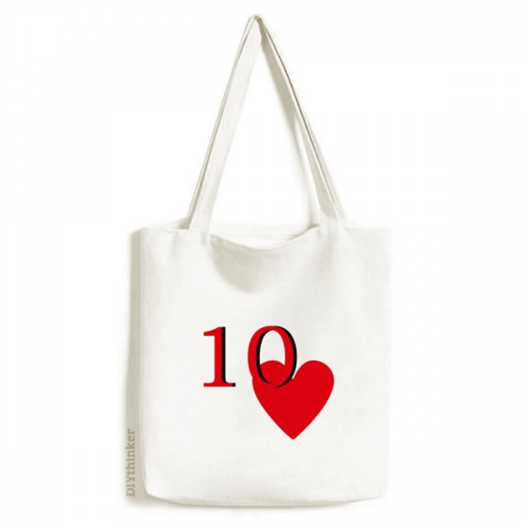 Love Heart 10 Poker Tote Canvas Bag Shopping Satchel Casual Handbag