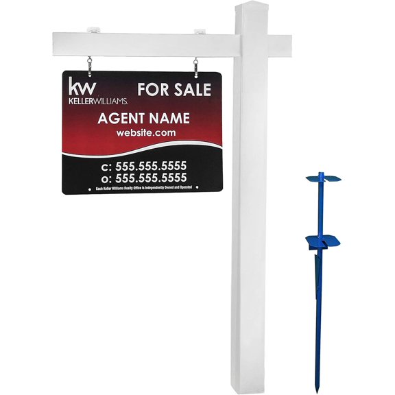 Professional White Vinyl Real Estate Sign Post