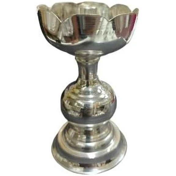 German silver flower diya pair set for housewarming/ diwali / gift item , 6"