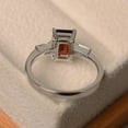thumbnail image 2 of Natural garnet ring, silver promise ring, emerald cut red gemstone, art Deco ring, January birthstone, 2 of 2