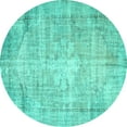 thumbnail image 1 of Ahgly Company Machine Washable Indoor Round Abstract Turquoise Blue Contemporary Area Rugs, 8' Round, 1 of 4