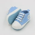 thumbnail image 2 of Baby Girls Boys Shoes Soft Anti-Slip Sole Newborn First Walkers Star High Top Canvas Denim Unisex Infant Sneaker, 2 of 4