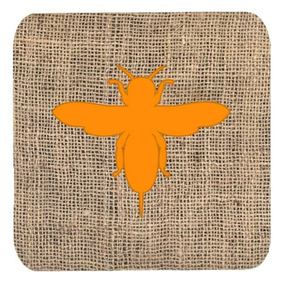 Bee Burlap And Orange Foam Coasters - Set 4, 3.5 x 3.5 In.