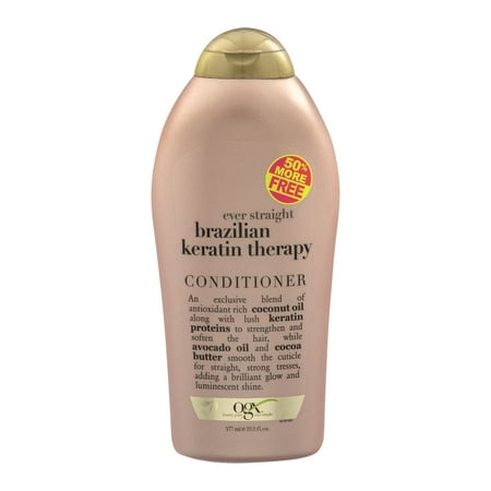 Keratin Straightening System OGX Ever Straightening + Brazilian Keratin Therapy Conditioner 50% Free, 19.5 FL OZ ()
