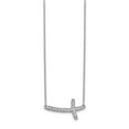 thumbnail image 2 of Auriga 10K White Gold Diamond Sideways Cross Necklace for Women 18", 2 of 5