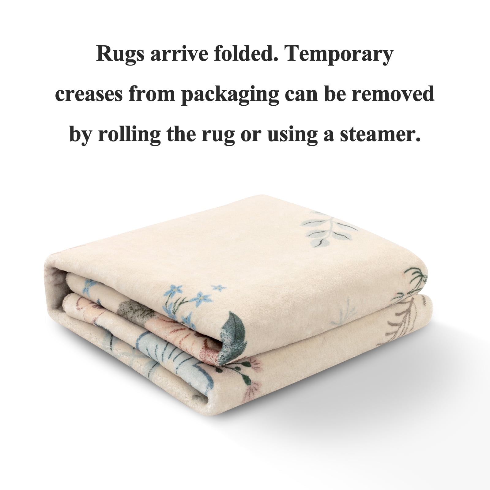 MeyJey 5'x7' Floral Area Rugs for Living Room,Soft Rug Non-Slip Machine Washable Rugs, Low-Pile Throw Carpet for Living Room Bedroom Dining Kitchen,Beige