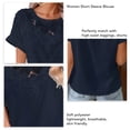 thumbnail image 4 of Women's Short Sleeve T-Shirt in Pure Color with Lace Trim - Perfect for Work, Shopping, or Daily Wear - Navy Blue - XL, 4 of 5