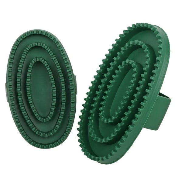 2pcs Soft Rubber Curry Comb Brush with Handle for Horses, Dogs, Cats Short Hair Medium Large Dogs Cats Rabbits（green large size）