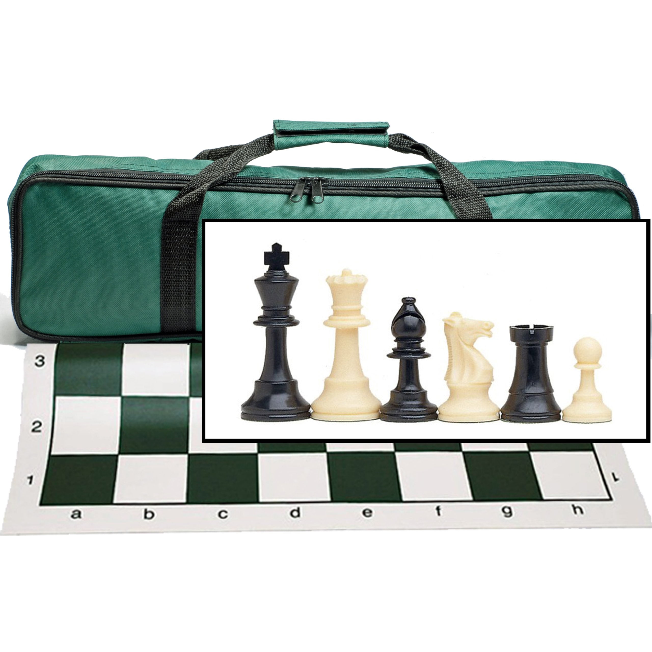 Complete Tournament Chess Set Plastic Chess Pieces with Rollup Chess