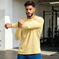 thumbnail image 6 of Garbnen S-4XL Long Sleeve Shirt Men Crew Neck Raglan T Shirts for Men Casual Basic Relaxed Fit Sports Fall Winter Men's Big and Tall Shirts Yellow M, 6 of 7