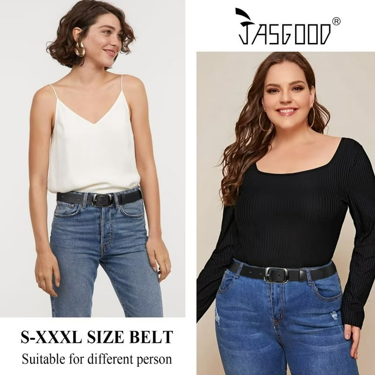 JASGOOD Women Leather Belts for Women Plus Size Black Ladies Belt for Jeans  Pants Dresses