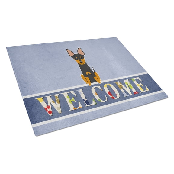 Caroline's Treasures English Toy Terrier Welcome Glass Cutting Board Large