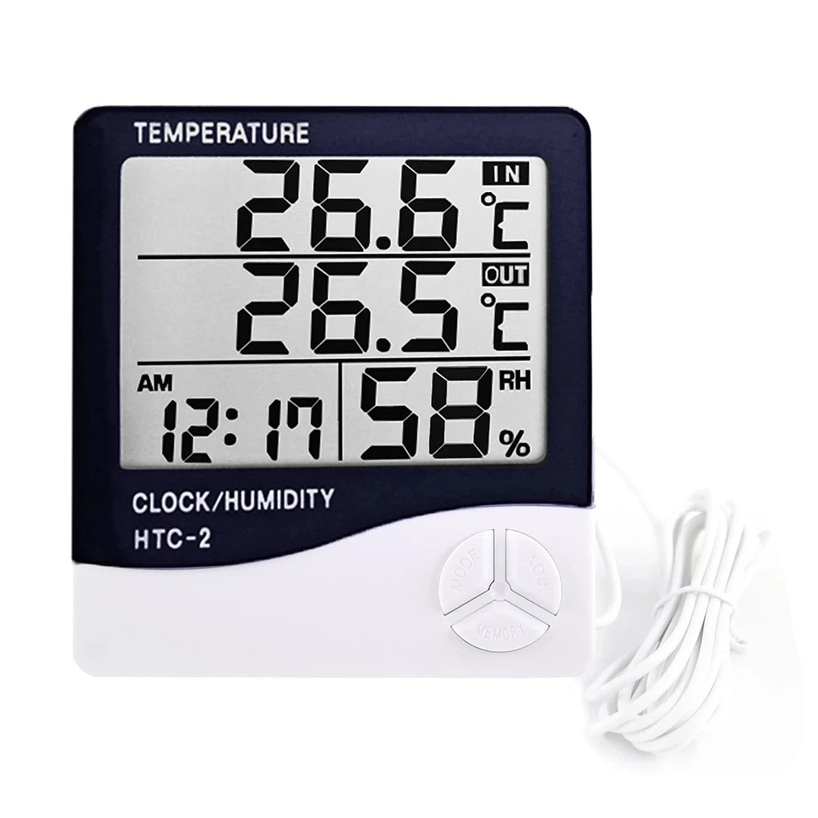 LCD Electronic Digital Temperature Humidity Meter Thermometer Hygrometer Indoor Outdoor Weather Station Clock