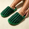 thumbnail image 5 of Iyufng Womens Striped Fuzzy Plush Close Toe Slippers Soft Warm Cozy Slip on Indoor House Slides, 5 of 6