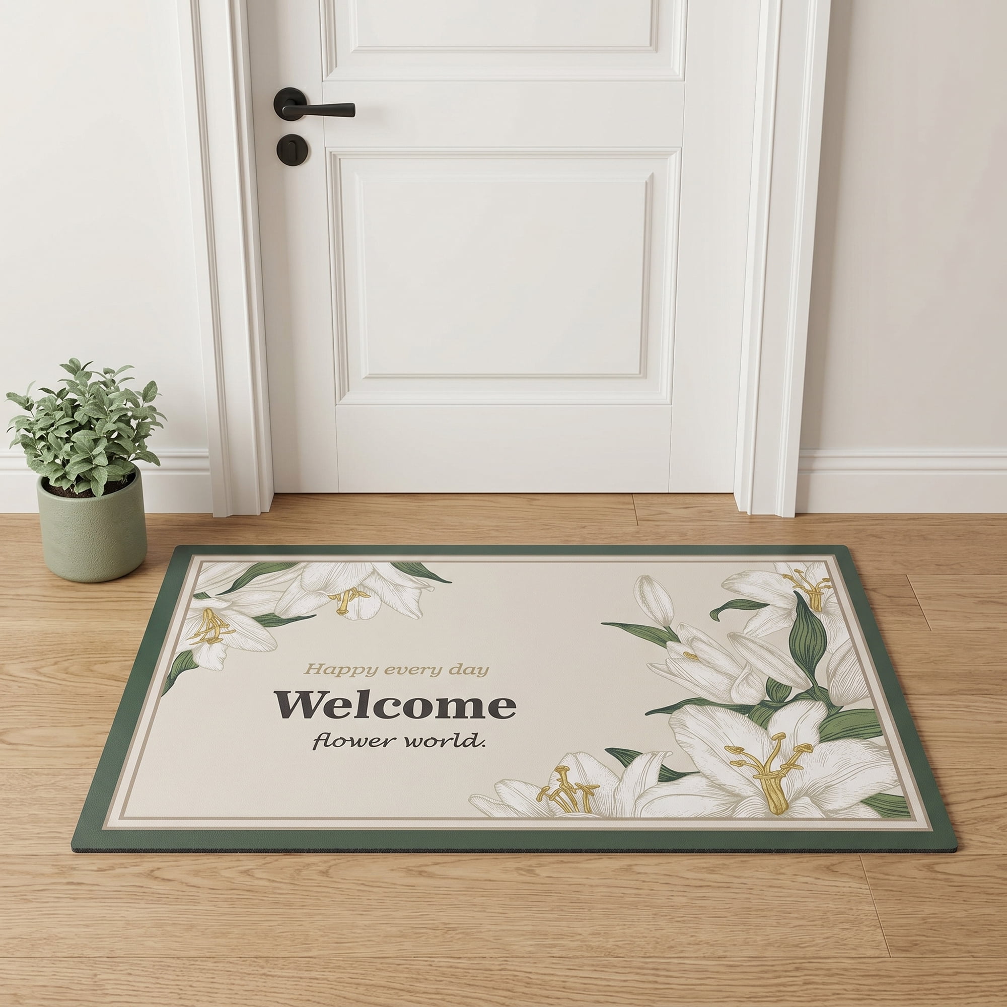 Unique Bargains Non-Slip Doormat for Front Door Waterproof Mud Scraper Rug Beige 30" x 18"