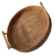 thumbnail image 2 of Monyance Fruit Container Basket Rattan Tray Wicker Fruitfor Small Woven Dinner Servingottoman Breakfast Decorative Bowls Round Storage(8.66X8.66X1.18Inches), 2 of 10