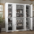 thumbnail image 2 of 100% Solid Wood Kitchen Pantry Storage Cabinet with Solid Doors and Adjustable Shelves, White Wooden Modular Tall Cabinets, 2 of 6