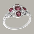 thumbnail image 2 of LBG British Made 10k White Gold Natural Pink Tourmaline & Diamond Womens Statement Ring - 33 size options - Size 6.5, 2 of 6