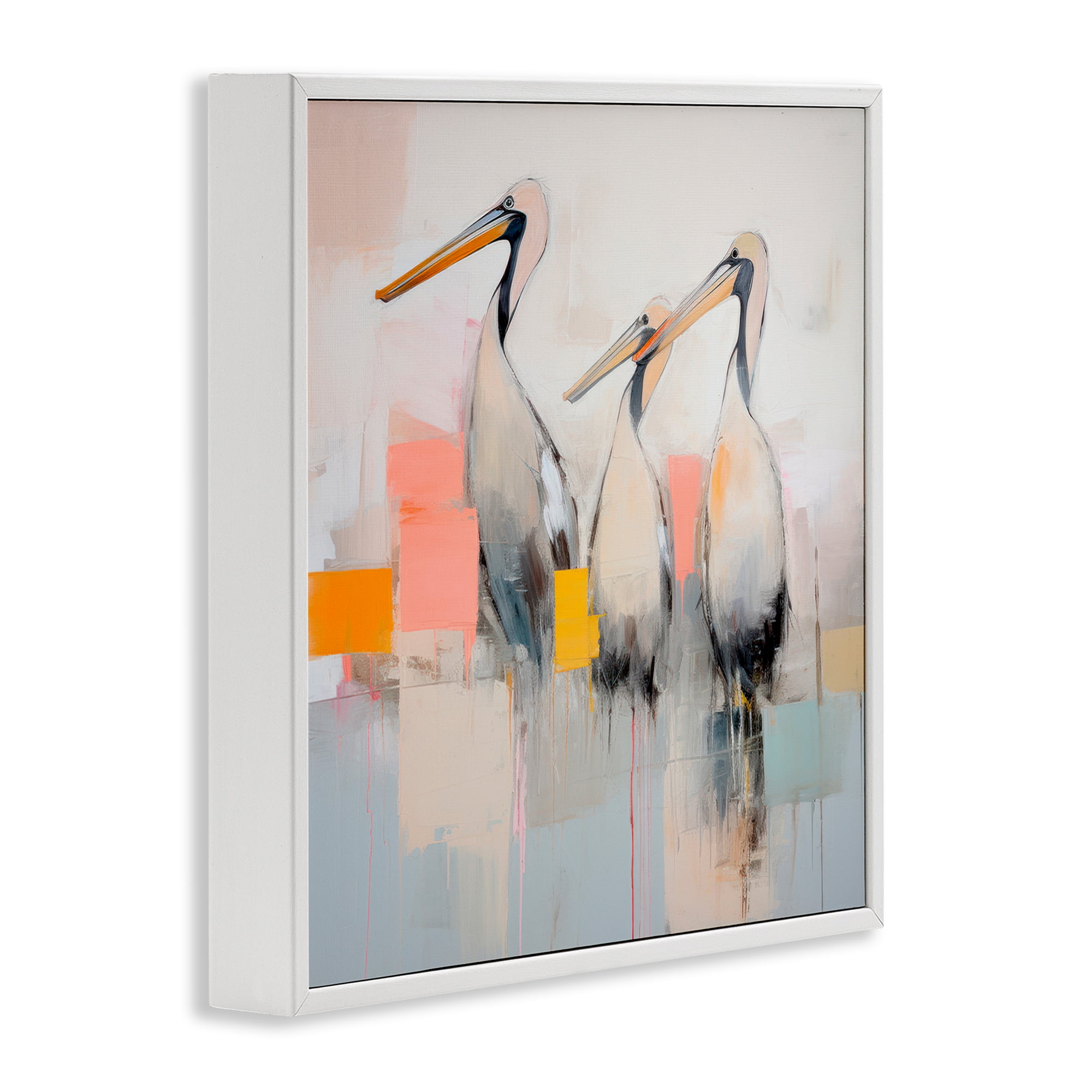 Stupell Industries Pelican Trio Abstract Animals & Insects Painting White Framed Art Print Wall Art, 12 x 12
