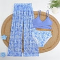 thumbnail image 2 of LIIPEE Girls Swimsuit Sets Casual Summer Solid Color Adjustable Spaghetti Strap Bikini Tops Fashion Tropical Graphic Shorts Pants 3 Piece Set Kids Children Beach Backless Swimsuits,Sky Blue,7-8 Years, 2 of 6