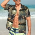 thumbnail image 7 of Gukieu Jungle Dinosaur Print Men's Short-sleeved Shirts, Button-down Lapel Hawaiian Shirts, T-shirts, Beach Vacation Summer Casual Wear,Large, 7 of 7