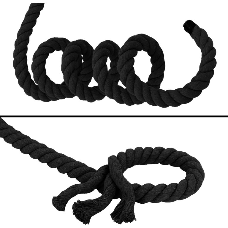 SINYLOO Black Cotton Rope - 1/2 Inch X 50 Feet, Natural Twisted Rope For Crafts, Decor, Wall Hanging