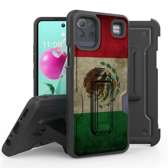 ANJ  Rugged Hybrid Shockproof Case w/Kickstand   Holster Clip Card Slot Cover for LG K92 5G - Mexican Flag
