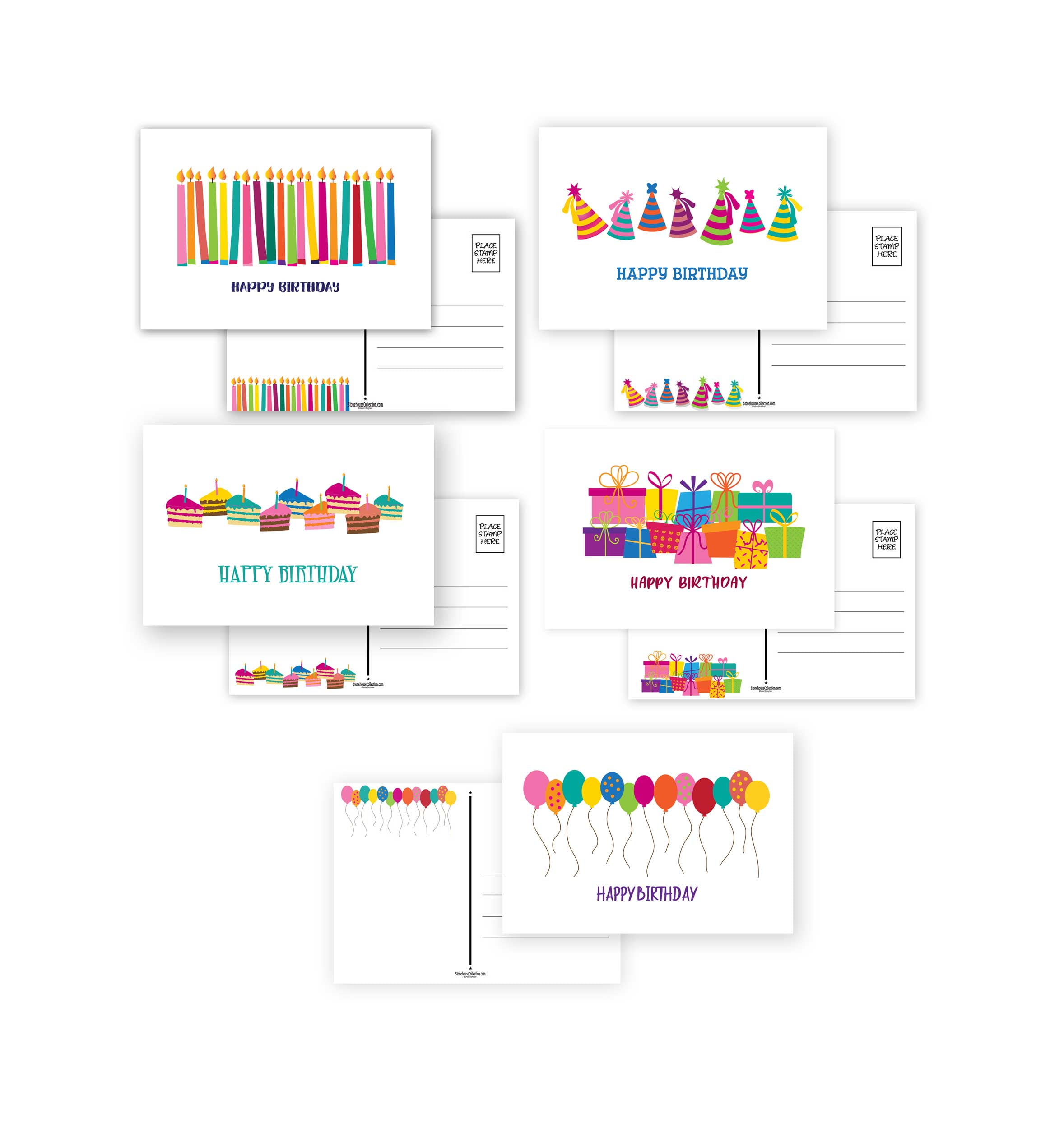 Assorted Set of 50 Birthday Postcards -  Happy Birthday Postcards