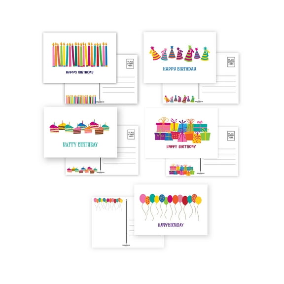 Assorted Set of 50 Birthday Postcards -  Happy Birthday Postcards