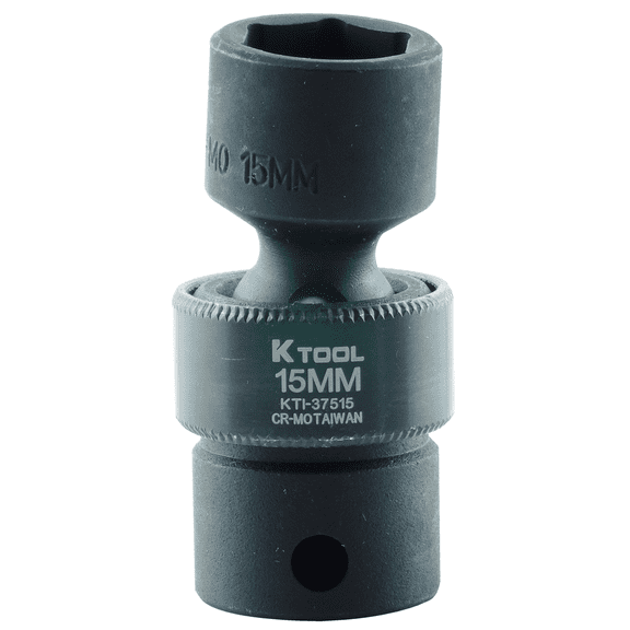 K-Tool 37515 15mm x 3/8" Drive 6pt Metric Short Impact Flex Socket