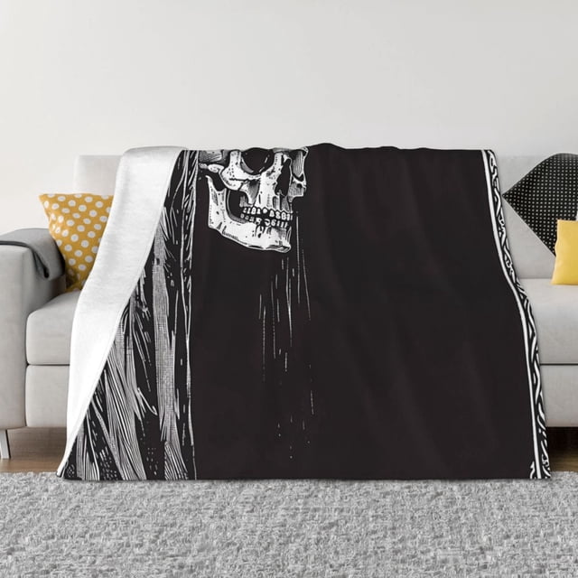 Balery Gothic Skull Drape Manta de Franela con Dibujo, Lujo Ultra Suave y Cálido, Antipelusa y Resistente a las Arrugas para Cama, Sofá, Camping -40"x30"
