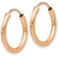 thumbnail image 2 of 14k Rose Gold Polished Round Endless 2mm Hoop Earrings - 17.5mm, 2 of 6