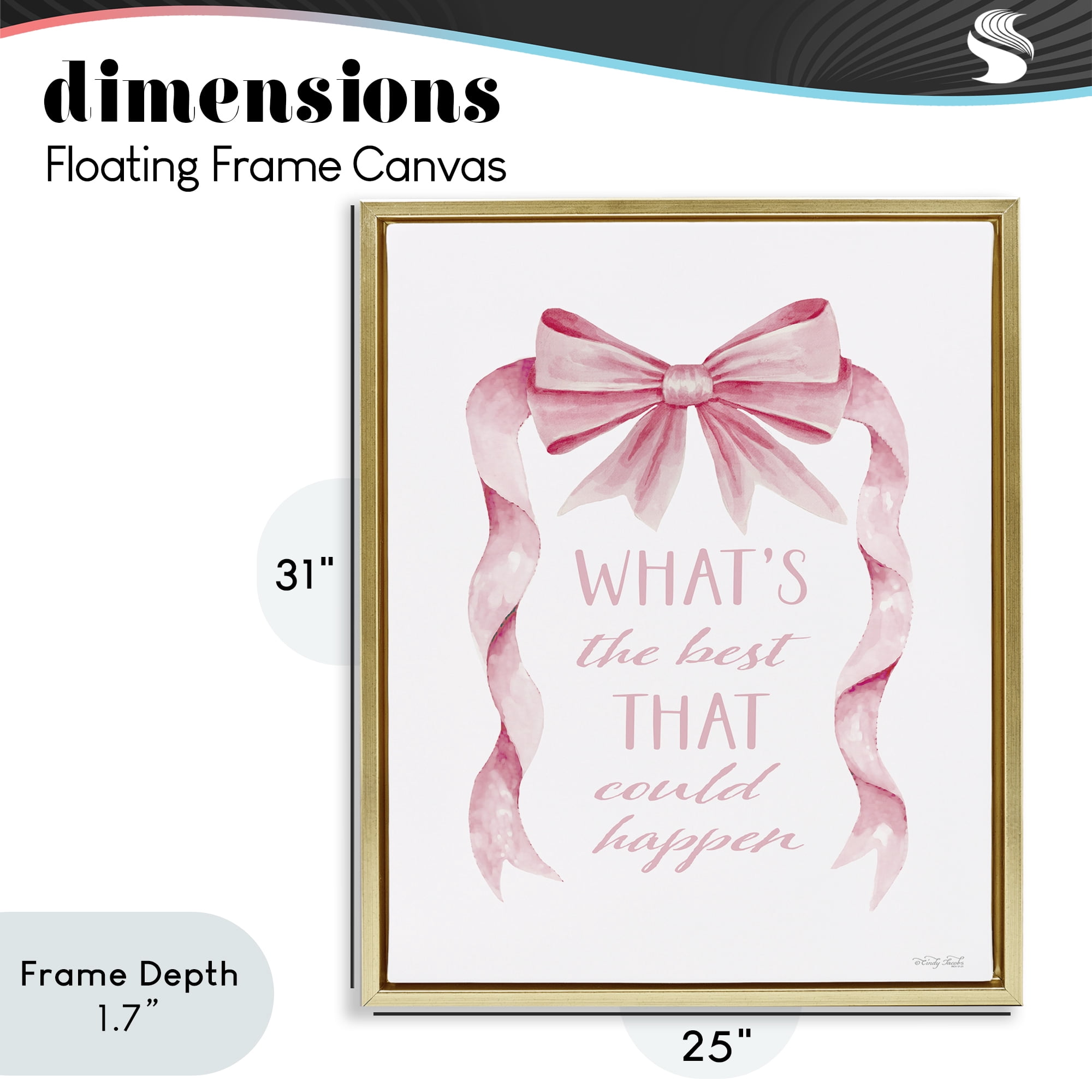 Stupell Industries Optimistic Best That Could Happen Gold Framed Floater Canvas Wall Art, design by Cindy Jacobs