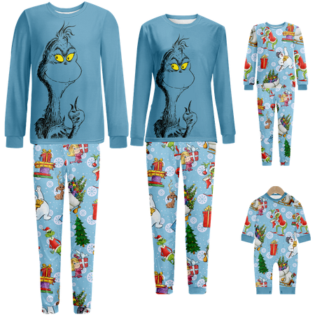 

Family Matching Christmas Pajamas Sleepwear Set Cartoon Monster Print Sizes for Adult-Kids-Baby-Pet 2 Pieces Top and Pants Bodysuits Unisex Pajamas Sets