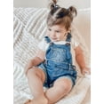 thumbnail image 2 of KIDSCOOL SPACE Baby Boy Girl Jean Shorts,Toddler Denim Cute Summer Shortalls,Blue,18-24 Months, 2 of 7