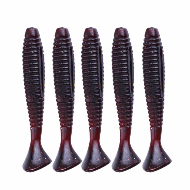 5pcs Soft Spiral Plastic Artificial T Tail Fish Shape shape lure Bait Fishing Lures Angling Tackle Spinner