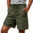 thumbnail image 5 of Tumotour Summer Cargo Shorts For Men'S Solid Color Pocket Drawstring Bermuda Shorts Elastic Waistband Straight-Leg Shorts, 5 of 6